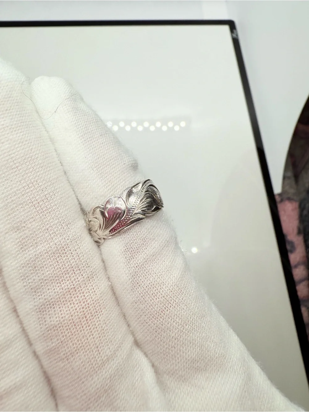 Hawaiian Maile Leaf Sterling Silver Eternity Band Ring!